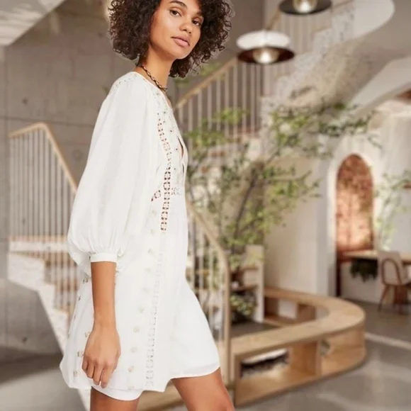 FREE PEOPLE Charlotte Embroidered Swiss Dot Relaxed Tunic/Dress-SM NWT - Picture 3 of 16